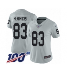 Women's Oakland Raiders #83 Ted Hendricks Limited Silver Inverted Legend 100th Season Football Jersey