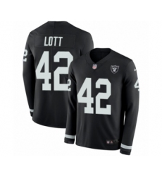 Youth Nike Oakland Raiders #42 Ronnie Lott Limited Black Therma Long Sleeve NFL Jersey