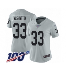 Women's Oakland Raiders #33 DeAndre Washington Limited Silver Inverted Legend 100th Season Football Jersey