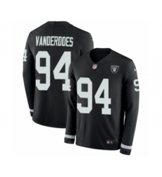 Youth Nike Oakland Raiders #94 Eddie Vanderdoes Limited Black Therma Long Sleeve NFL Jersey