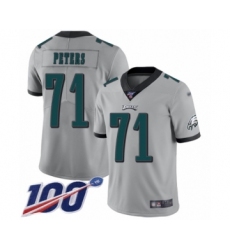 Youth Philadelphia Eagles #71 Jason Peters Limited Silver Inverted Legend 100th Season Football Jersey