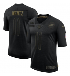 Men's Philadelphia Eagles #11 Carson Wentz Black Nike 2020 Salute To Service Limited Jersey