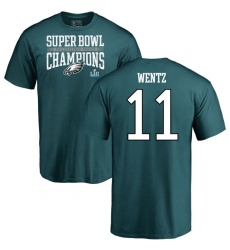 Nike Philadelphia Eagles #11 Carson Wentz Green Super Bowl LII Champions T-Shirt