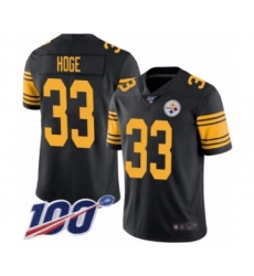Men's Pittsburgh Steelers #33 Merril Hoge Limited Black Rush Vapor Untouchable 100th Season Football Jersey