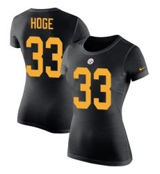 Women's Nike Pittsburgh Steelers #33 Merril Hoge Black Rush Pride Name & Number T-Shirt