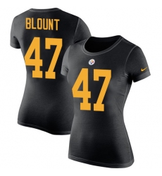 Women's Nike Pittsburgh Steelers #47 Mel Blount Black Rush Pride Name & Number T-Shirt