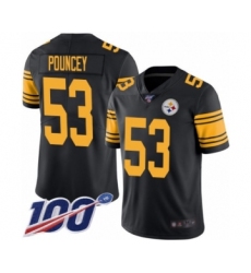 Men's Pittsburgh Steelers #53 Maurkice Pouncey Limited Black Rush Vapor Untouchable 100th Season Football Jersey