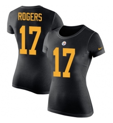 Women's Nike Pittsburgh Steelers #17 Eli Rogers Black Rush Pride Name & Number T-Shirt