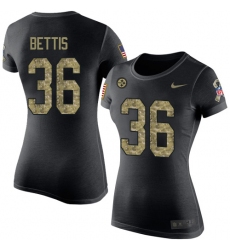 Women's Nike Pittsburgh Steelers #36 Jerome Bettis Black Camo Salute to Service T-Shirt