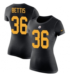 Women's Nike Pittsburgh Steelers #36 Jerome Bettis Black Rush Pride Name & Number T-Shirt