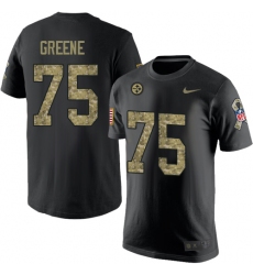 Nike Pittsburgh Steelers #75 Joe Greene Black Camo Salute to Service T-Shirt