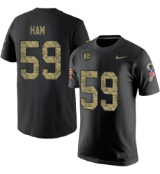 Nike Pittsburgh Steelers #59 Jack Ham Black Camo Salute to Service T-Shirt