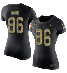Women's Nike Pittsburgh Steelers #86 Hines Ward Black Camo Salute to Service T-Shirt