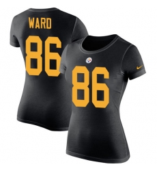 Women's Nike Pittsburgh Steelers #86 Hines Ward Black Rush Pride Name & Number T-Shirt