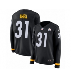 Women's Nike Pittsburgh Steelers #31 Donnie Shell Limited Black Therma Long Sleeve NFL Jersey