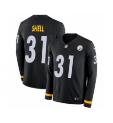 Youth Nike Pittsburgh Steelers #31 Donnie Shell Limited Black Therma Long Sleeve NFL Jersey