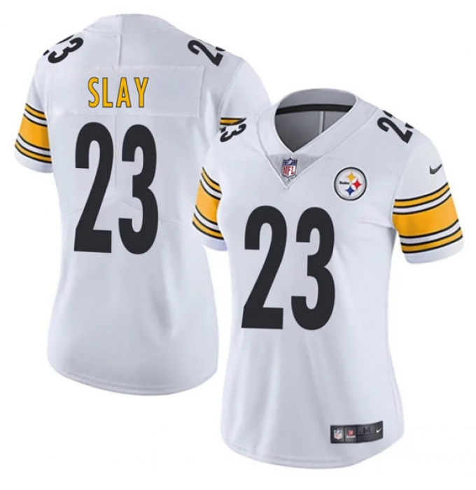 Women's Pittsburgh Steelers #23 Darius Slay White 2025 Vapor Untouchable Limited Football Stitched Jersey(Run Small)
