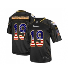 Men's Pittsburgh Steelers #19 JuJu Smith-Schuster Elite Black USA Flag Fashion Football Jersey