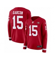 Women's Nike San Francisco 49ers #15 Pierre Garcon Limited Red Therma Long Sleeve NFL Jersey