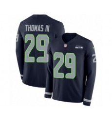 Youth Nike Seattle Seahawks #29 Earl Thomas III Limited Navy Blue Therma Long Sleeve NFL Jersey