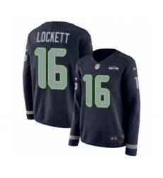 Women's Nike Seattle Seahawks #16 Tyler Lockett Limited Navy Blue Therma Long Sleeve NFL Jersey