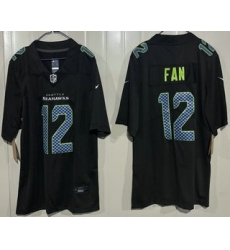 Men's Seattle Seahawks #12 Fan Limited Black Fashion Vapor Jersey