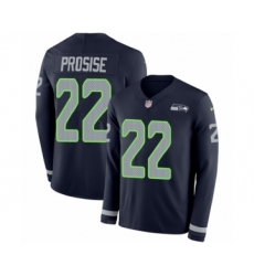 Men's Nike Seattle Seahawks #22 C. J. Prosise Limited Navy Blue Therma Long Sleeve NFL Jersey