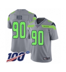 Men's Seattle Seahawks #90 Jarran Reed Limited Silver Inverted Legend 100th Season Football Jersey