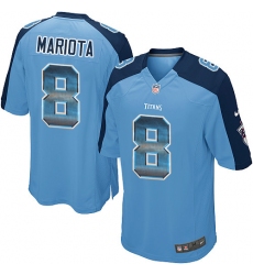 Men's Nike Tennessee Titans #8 Marcus Mariota Limited Light Blue Strobe NFL Jersey