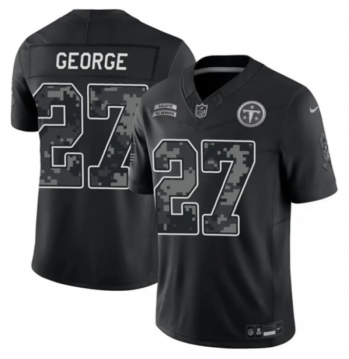 Men's Tennessee Titans #27 Eddie George Black F.U.S.E. 2026 Salute to Service Limited Football Stitched Jersey