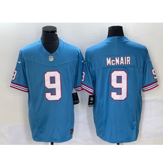Men's Nike Tennessee Titans #9 Steve McNair Blue 2023 FUSE Vapor Limited Throwback Stitched Jersey