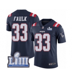 Men's Nike New England Patriots #33 Kevin Faulk Limited Navy Blue Rush Vapor Untouchable Super Bowl LIII Bound NFL Jersey