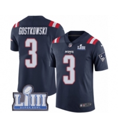 Youth Nike New England Patriots #3 Stephen Gostkowski Limited Navy Blue Rush Vapor Untouchable Super Bowl LIII Bound NFL Jersey