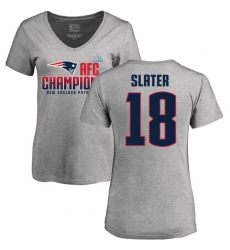 Women's Nike New England Patriots #18 Matthew Slater Heather Gray 2017 AFC Champions V-Neck T-Shirt