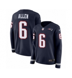 Women's Nike New England Patriots #6 Ryan Allen Limited Navy Blue Therma Long Sleeve NFL Jersey