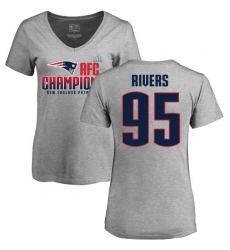 Women's Nike New England Patriots #95 Derek Rivers Heather Gray 2017 AFC Champions V-Neck T-Shirt