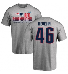 Nike New England Patriots #46 James Develin Heather Gray 2017 AFC Champions V-Neck T-Shirt