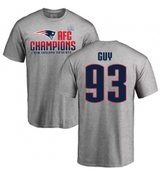 Nike New England Patriots #93 Lawrence Guy Heather Gray 2017 AFC Champions V-Neck T-Shirt