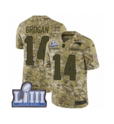 Men's Nike New England Patriots #14 Steve Grogan Limited Camo 2018 Salute to Service Super Bowl LIII Bound NFL Jersey