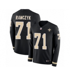 Youth Nike New Orleans Saints #71 Ryan Ramczyk Limited Black Therma Long Sleeve NFL Jersey