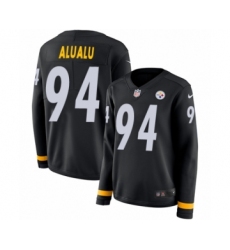 Women's Nike Pittsburgh Steelers #94 Tyson Alualu Limited Black Therma Long Sleeve NFL Jersey