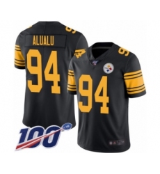 Youth Pittsburgh Steelers #94 Tyson Alualu Limited Black Rush Vapor Untouchable 100th Season Football Jersey