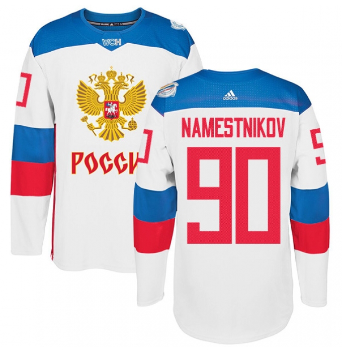 Men's Adidas Team Russia #90 Vladislav Namestnikov Premier White Home 2016 World Cup of Hockey Jersey