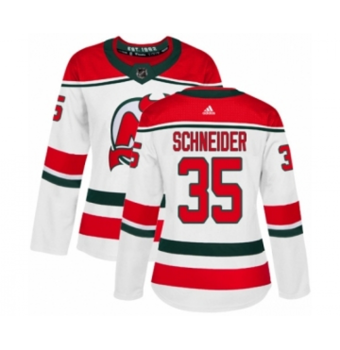 Women's Adidas New Jersey Devils #35 Cory Schneider Authentic White Alternate NHL Jersey