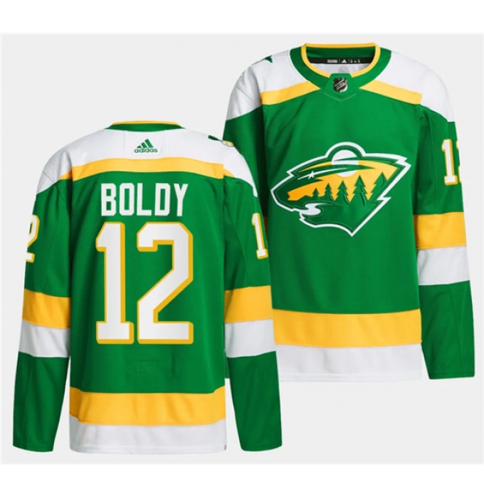 Men's Minnesota Wild #12 Matthew Boldy Green 2023-24 Stitched Jersey