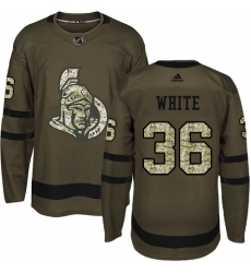 Men's Adidas Ottawa Senators #36 Colin White Green Salute to Service Stitched NHL Jersey