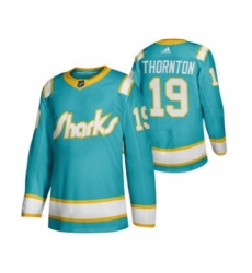 Men's San Jose Sharks #19 Joe Thornton 2020 Throwback Authentic Player Hockey Jersey