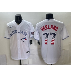 Men's Toronto Blue Jays #77 Louis Varland White 2026 USA 250 Fourth of July Stitched Baseball Jersey