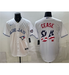Men's Toronto Blue Jays #84 Dylan Cease White 2026 USA 250 Fourth of July Stitched Baseball Jersey