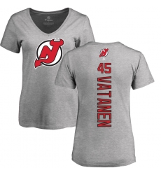 NHL Women's Adidas New Jersey Devils #45 Sami Vatanen Ash Backer T-Shirt